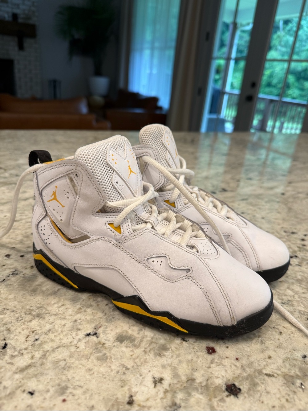 Jordan Kids' White and Yellow Retro Basketball Shoes